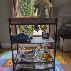 Drinks Trolley with Removable Serving Tray and Wine Rack