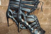 Black Genuine leather Gladiator Ankle sandals, ALDO Size 6