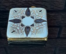 Vintage Italian Leather Bound Powder Compact