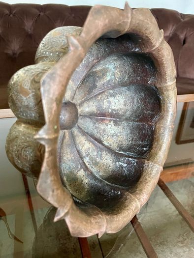 Antique Indian brass Planter Pumpkin Lotus Shape