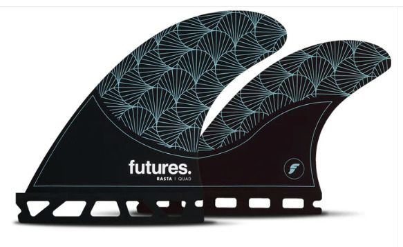Futures Medium Rasta Honeycomb Quad Surfboard Fins Black Teal