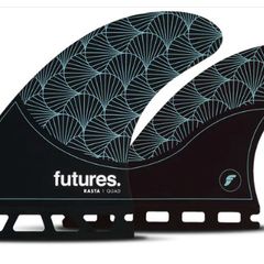 Futures Medium Rasta Honeycomb Quad Surfboard Fins Black Teal