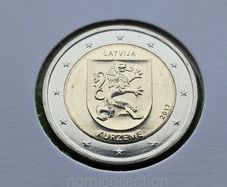 Latvia 2017 year - KURZEME - Uncirculated 2 Euro coin.