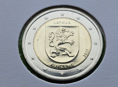 Latvia 2017 year - KURZEME - Uncirculated 2 Euro coin.