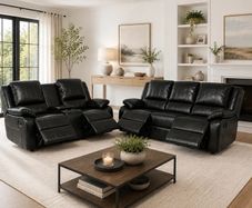 New 3+2 Or 3+1+1 Leather Recliner In Grey And Black