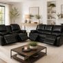 New 3+2 Or 3+1+1 Leather Recliner In Grey And Black Image 3