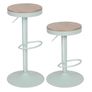 Bar Stools, Solid Wood Counter Height Barstools Set of 2, Vintage High Adjustable 360 Swivel Metal Bar Chairs, Breakfast Kitchen Stools, Mint Green Image 4