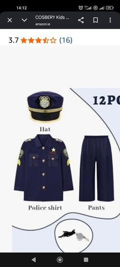 Police boy kids costume 9-12