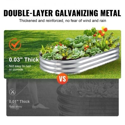 NEW SALE | Raised Garden Bed, 71.9 x 36.4 x 11 inch Galvanized Metal Planter Box, Outdoor Planting Boxes with Open Base, for Growing Flowers/Vegetables/Herbs in Backyard/Garden/Patio/Balcony, Silver