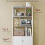 Industrial 5-Tier Bookcase with Double Door Cabinet  Maple White Image 3