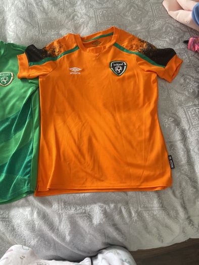 2 Ireland jerseys home kit and away kit orange and green