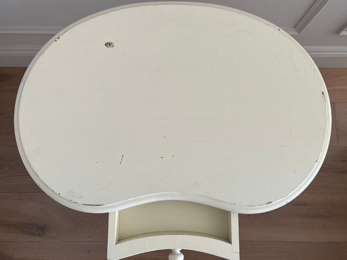 Cream Side Table with Glass Top