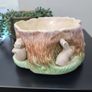 SylvaC Woodland Pixie & Bunny Rabbit Planter 1513, Matt Glaze Treestump Fauna Vase Image 3