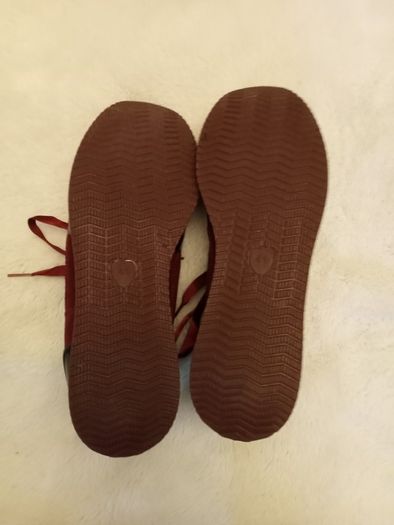 Brand New Burgundy Rhinestone Wedge Trainers - UK 7.5