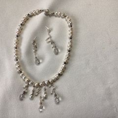 Brand New Sterling Silver and Freshwater Pearl Necklace and matching Earrings