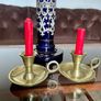 Pair Round Brass Candlestick Holders Considered by Helen James Collection Image 2
