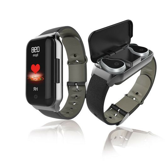 Bluetooth Smart Watch Bracelet Heart Rate Monitor Sport Fitness 2in1 Earphones