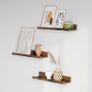 _Wall Shelves Set of 3 Floating Shelves Length 38 cm Raised Front Edge for Decorative Items, Spice Jars and Picture Frames Vintage Brown Image 5