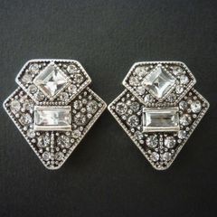 Art Deco Vintage Style Silver Earrings