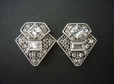 Art Deco Vintage Style Silver Earrings