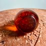 Large Vintage Amber Art Glass Pear Paperweight Hand Blown Bubble Glass Autumn Decor Image 4
