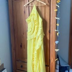 yellow pleated maxi dress