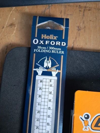 Brand New in packaging Helix Oxford 30cm Folding Ruler and 10 Black Cristal Original BIC pens
