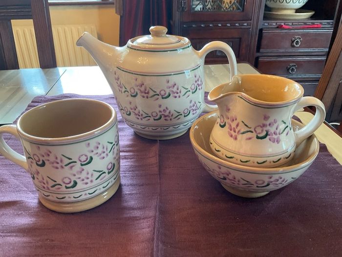 Nicholas Mosse Lavender limited edition from USA.  New Tea set.  . A tea pot , large mug , creamer and sugar bowl