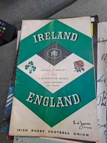 Ireland v England February 1963- 5 Nations rugby match programme