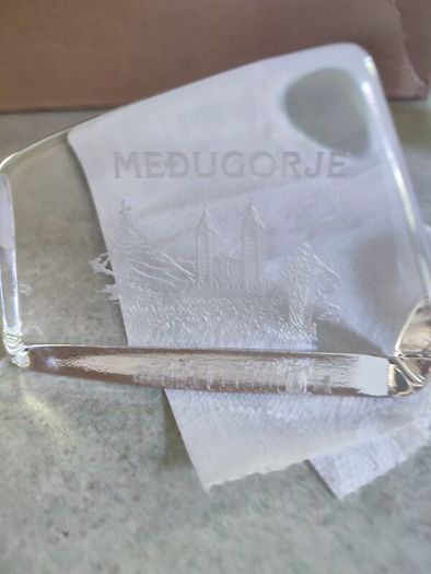 Set of  2 holy items Medugorje holy small glass pulque and night light holy candle holder.