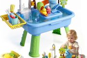 Sand and Water Play Table with Fishing Toys, Sensory Activity Play Sets Outdoor Garden Water Toys, Beach Pool Outdoor Play Toy Kitchen Accessories for Summer Backyard Poolside Indoor
