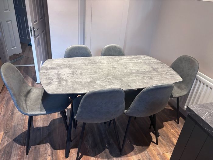 Grey dining table & chairs