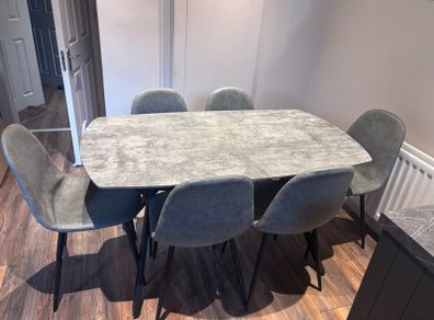 Grey dining table & chairs