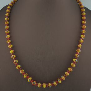 Antique Venetian African Eyes & Red African Tiny tire Shape Glass Beads Necklace