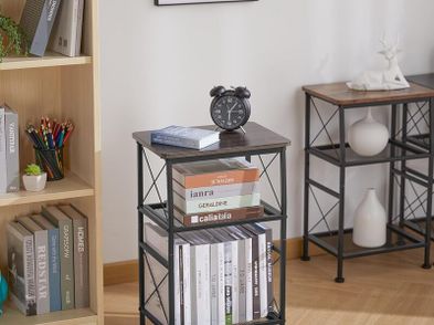 3 Tier Small End Tablesnarrow Side Table With Steel Grid Storage ...