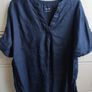 M&S Navy 100% Pure Linen Short Sleeve Top - Size 16 - Like New Image 2