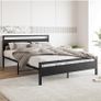 King Size Bed Frame with Wood Headboard,Heavy Duty Metal Platform Image 8