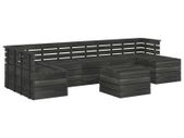 8 Piece Garden Pallet Lounge Set Solid Pinewood Dark Grey