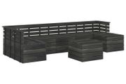 8 Piece Garden Pallet Lounge Set Solid Pinewood Dark Grey