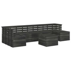 8 Piece Garden Pallet Lounge Set Solid Pinewood Dark Grey