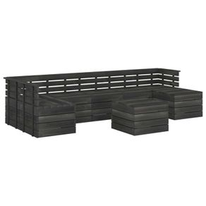 8 Piece Garden Pallet Lounge Set Solid Pinewood Dark Grey