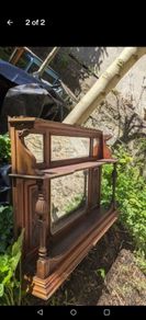 Antique Edwardian Overmantel Mirror with Shelves