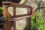 Antique Edwardian Overmantel Mirror with Shelves