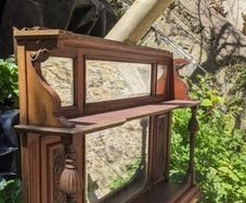 Antique Edwardian Overmantel Mirror with Shelves