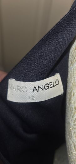 Marc Angelo Navy White Lace Pencil Dress Size 12 Elegant Occasion Midi