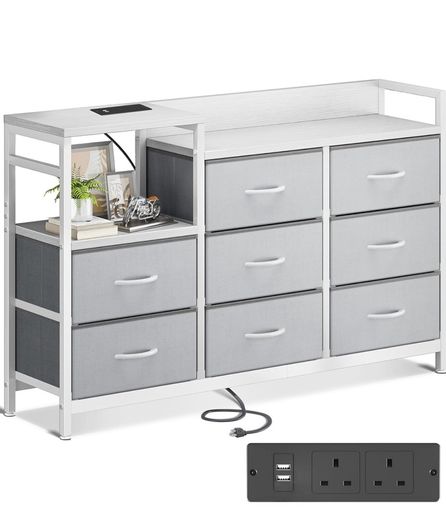 Chest of Drawers Bedroom, Contains 2 USB & 2 AC Ports Sockets