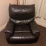 black leather sofa and arm chairs Image 4