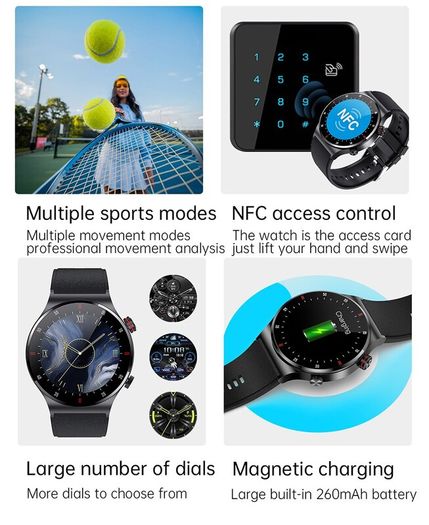 Bluetooth Call Smart Watch Men 2023 Sports Bracelet NFC Waterproof Custom Watch Face Men SmartWatch For IOS Android