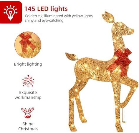 3 Piece 2D Lighted Christmas Deer Family Set