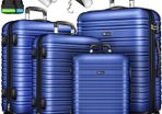 4 x suitcase with Luggage Scale, Suitcase Straps and Suitcase Tag, Hard Shell Suitcase Set 4 Wheels, Trolley Luggage Suitcase with TSA Lock, Rolling Suitcase Hard Case